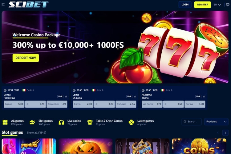 Scibet, pay and play casino's