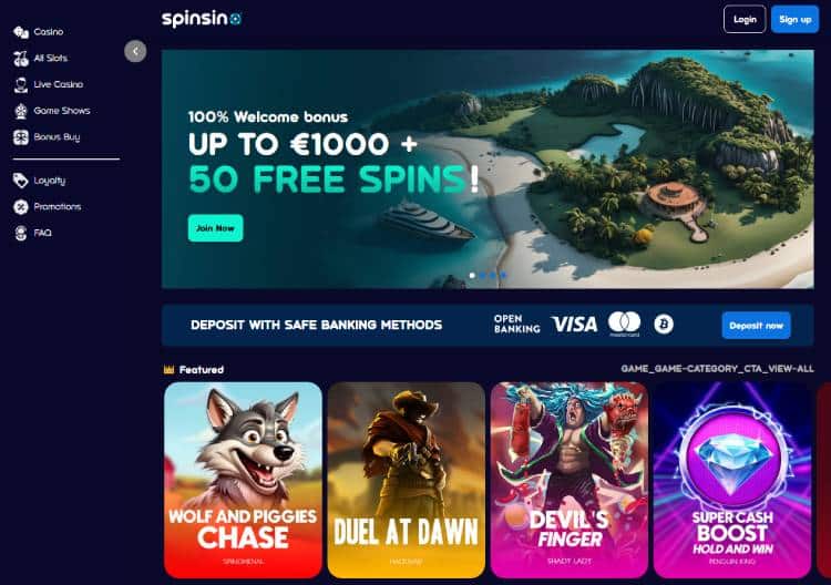 Spinsino - Beste casino zonder Cruks met een royale welkomstbonus