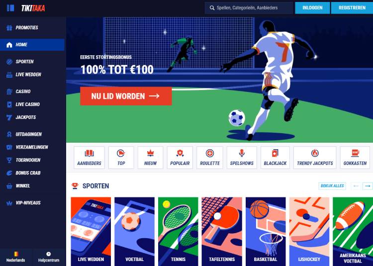 TikiTaka - Beste casino zonder Cruks met vele sportbonussen